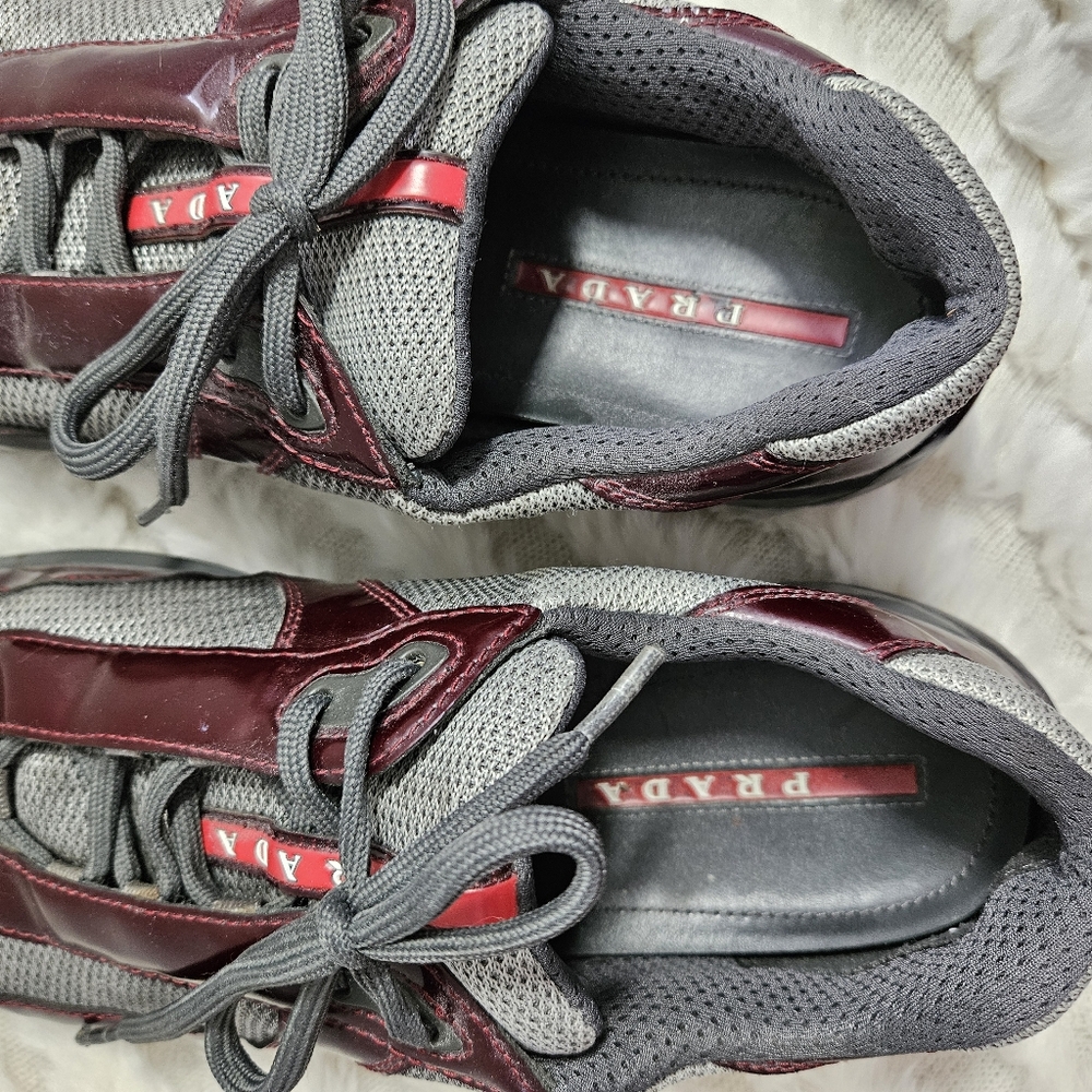 Prada Designer Men's Colorblock Burgundy Shoes - Picture 6 of 15